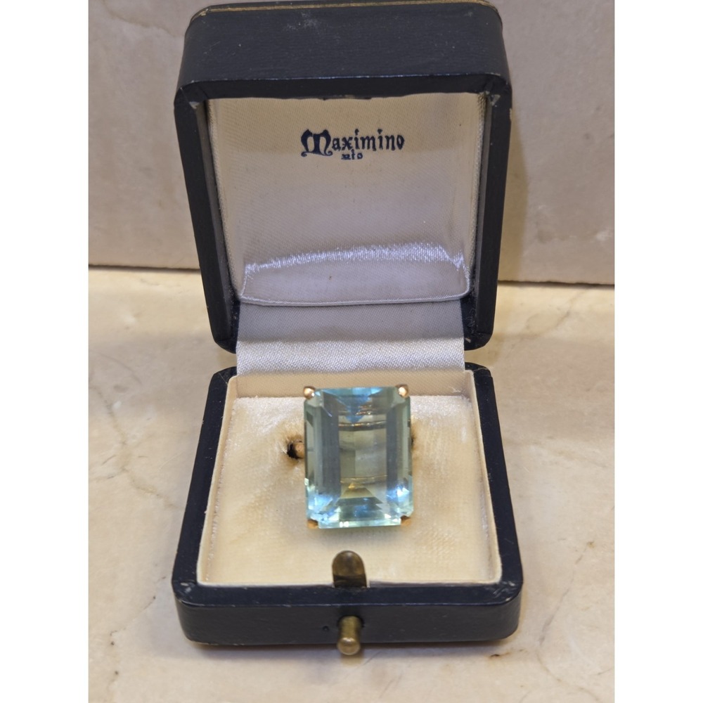 1950s-60s  14k Yellow Gold Maximino Emerald‎ Cut Cocktail Ring Size 7 Brazilian - Picture 5 of 13
